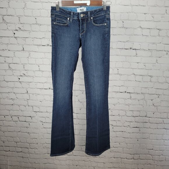 Paige Denim Blue Skyline Bootcut Low Rise Dark Wash Stretch Jeans USA 24 (24x32) - Picture 1 of 13